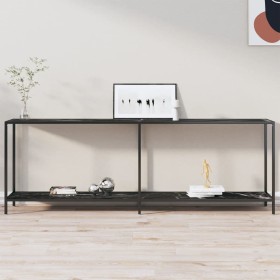 Black tempered glass console table 220x35x75.5 cm by , Side tables - Ref: Foro24-331713, Price: 131,64 €, Discount: %