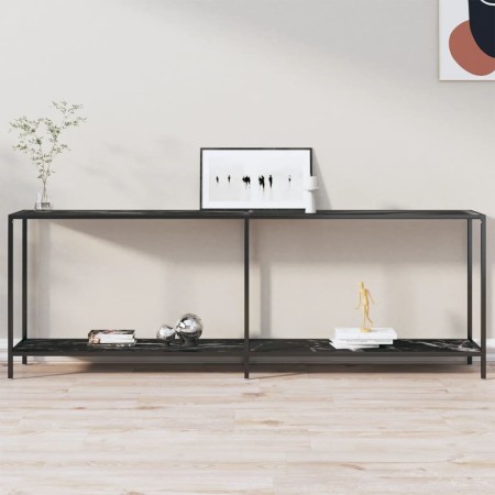 Black tempered glass console table 220x35x75.5 cm by , Side tables - Ref: Foro24-331713, Price: 131,99 €, Discount: %