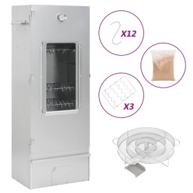 BBQ smoker oven with cold smoke generator galvanized steel by , Barbecues - Ref: Foro24-3200750, Price: 197,99 €, Discount: %