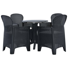 Set de comedor de jardín 5 piezas ratán plástico gris antracita de , Conjuntos de jardín - Ref: Foro24-276174, Precio: 417,99...