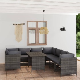 9-piece garden furniture set and gray synthetic rattan cushions by , Garden sets - Ref: Foro24-3059772, Price: 554,40 €, Disc...