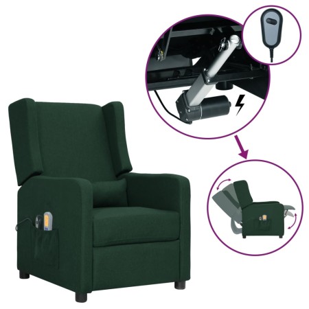 Electric massage chair dark green fabric by , Electric massage chairs - Ref: Foro24-3098739, Price: 184,94 €, Discount: %