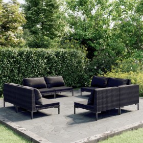 Garden sofa set 8 pieces with dark gray synthetic rattan cushions by , Garden sets - Ref: Foro24-3099805, Price: 560,99 €, Di...