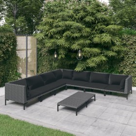 Garden sofa set 8 pieces with dark gray synthetic rattan cushions by , Garden sets - Ref: Foro24-3099847, Price: 500,99 €, Di...