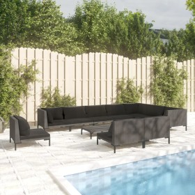 Gartensofas 11 Stück und Kissen dunkelgraues synthetisches Rattan von , Gartensets - Ref: Foro24-3099879, Preis: 764,99 €, Ra...