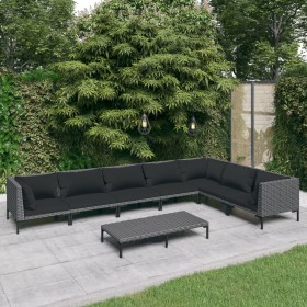 Gartensofa-Set 8-teilig mit dunkelgrauen synthetischen Rattankissen von , Gartensets - Ref: Foro24-3099845, Preis: 500,99 €, ...