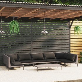 Gartensofa-Set 8-teilig mit dunkelgrauen synthetischen Rattankissen von , Gartensets - Ref: Foro24-3099921, Preis: 478,99 €, ...