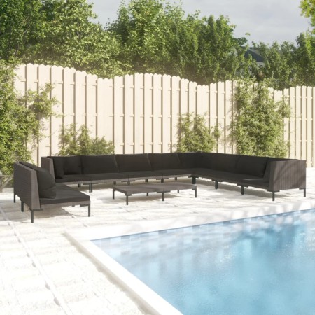 Gartensofas 11 Stück und Kissen dunkelgraues synthetisches Rattan von , Gartensets - Ref: Foro24-3099887, Preis: 838,80 €, Ra...