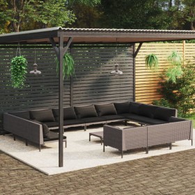 Garden furniture 14 pieces and cushions dark gray synthetic rattan by , Garden sets - Ref: Foro24-3099949, Price: 1,00 €, Dis...