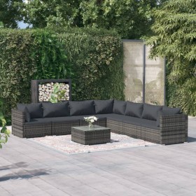 8-teiliges Gartenmöbel-Set und graue synthetische Rattankissen von , Gartensets - Ref: Foro24-3101765, Preis: 816,99 €, Rabat...