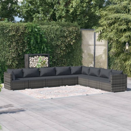 Set de muebles de jardín 8 pzas y cojines ratán sintético gris de , Conjuntos de jardín - Ref: Foro24-3101773, Precio: 921,57...