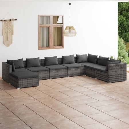 8-teiliges Gartenmöbel-Set und graue synthetische Rattankissen von , Gartensets - Ref: Foro24-3101861, Preis: 778,99 €, Rabat...