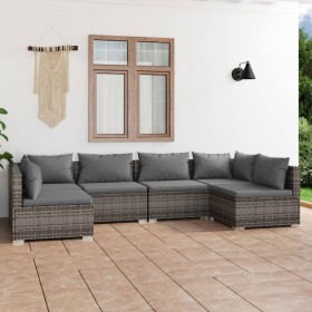 Set de muebles de jardín 6 pzas y cojines ratán sintético gris de , Conjuntos de jardín - Ref: Foro24-3101877, Precio: 690,99...