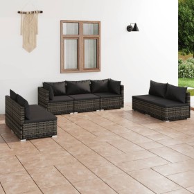 7-piece garden furniture set and gray synthetic rattan cushions by , Garden sets - Ref: Foro24-3102237, Price: 780,99 €, Disc...