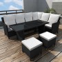 Set de muebles de jardín 4 pzas y cojines ratán sintético negro de vidaXL, Conjuntos de jardín - Ref: Foro24-43096, Precio: 6...