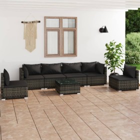 7-teiliges Gartenmöbel-Set und graue synthetische Rattankissen von , Gartensets - Ref: Foro24-3102221, Preis: 741,99 €, Rabat...