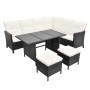 Set de muebles de jardín 4 pzas y cojines ratán sintético negro de vidaXL, Conjuntos de jardín - Ref: Foro24-43096, Precio: 6...