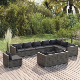 10-teiliges Gartenmöbel-Set und graue synthetische Rattankissen von , Gartensets - Ref: Foro24-3102661, Preis: 1,00 €, Rabatt: %