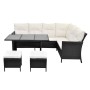 Set de muebles de jardín 4 pzas y cojines ratán sintético negro de vidaXL, Conjuntos de jardín - Ref: Foro24-43096, Precio: 6...