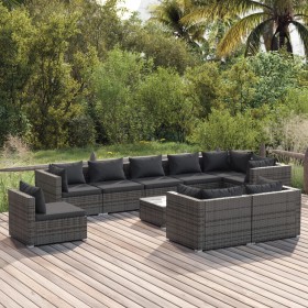 10-teiliges Gartenmöbel-Set und graue synthetische Rattankissen von , Gartensets - Ref: Foro24-3102637, Preis: 1,00 €, Rabatt: %