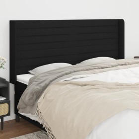 Cabecero con orejas de tela negro 183x16x118/128 cm de , Cabeceros y pies de cama - Ref: Foro24-3119736, Precio: 117,65 €, De...