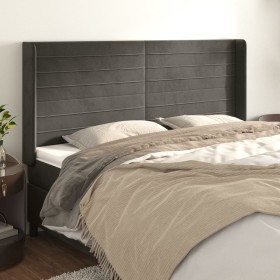 Headboard with dark gray velvet ears 183x16x118/128 cm by , Headboards and footboards - Ref: Foro24-3119781, Price: 132,23 €,...