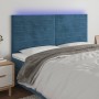 Headboard with LED lights dark blue velvet 180x5x118/128 cm by , Headboards and footboards - Ref: Foro24-3122628, Price: 129,...