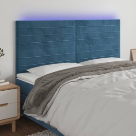 Cabecero con luces LED terciopelo azul oscuro 180x5x118/128 cm de , Cabeceros y pies de cama - Ref: Foro24-3122628, Precio: 1...