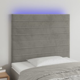 Kopfteil mit LED-Leuchten, hellgrauer Samt, 90 x 5 x 118/128 cm von , Kopf- und Fußteile - Ref: Foro24-3122600, Preis: 74,99 ...