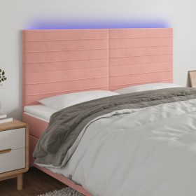 Cabecero con luces LED terciopelo rosa 200x5x118/128 cm de , Cabeceros y pies de cama - Ref: Foro24-3122635, Precio: 113,99 €...