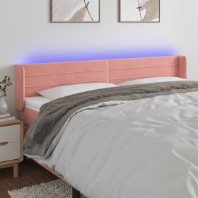 Pink velvet headboard with LED 203x16x78/88 cm by , Headboards and footboards - Ref: Foro24-3123447, Price: 71,93 €, Discount: %