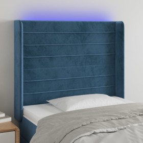 Cabecero con LED de terciopelo azul oscuro 93x16x118/128 cm de , Cabeceros y pies de cama - Ref: Foro24-3124228, Precio: 81,9...