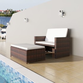 Braunes Gartensofa aus synthetischem Rattan von vidaXL, Outdoor-Sofas - Ref: Foro24-43070, Preis: 366,99 €, Rabatt: %