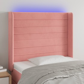 Pink velvet LED headboard 103x16x118/128 cm by , Headboards and footboards - Ref: Foro24-3124235, Price: 81,15 €, Discount: %