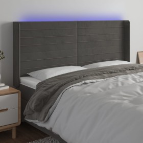 Dark gray velvet headboard with LED 183x16x118/128 cm by , Headboards and footboards - Ref: Foro24-3124249, Price: 143,99 €, ...