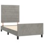 Light gray velvet bed frame with headboard 90x190 cm by , Beds and slatted bases - Ref: Foro24-3125788, Price: 154,76 €, Disc...