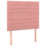 Pink velvet bed frame with headboard 100x200 cm by , Beds and slatted bases - Ref: Foro24-3125805, Price: 151,09 €, Discount: %