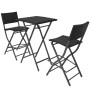 Folding garden table and chairs 3 pcs steel poly rattan black by vidaXL, Garden sets - Ref: Foro24-42872, Price: 171,99 €, Di...