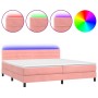 Cama box spring colchón y LED terciopelo rosa 200x200 cm de , Camas y somieres - Ref: Foro24-3134488, Precio: 549,98 €, Descu...