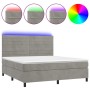 Cama box spring colchón y LED terciopelo gris claro 180x200 cm de , Camas y somieres - Ref: Foro24-3136197, Precio: 608,56 €,...