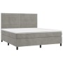 Cama box spring colchón y LED terciopelo gris claro 180x200 cm de , Camas y somieres - Ref: Foro24-3136197, Precio: 608,56 €,...