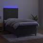 Cama box spring colchón y LED terciopelo gris oscuro 90x200 cm de , Camas y somieres - Ref: Foro24-3136162, Precio: 338,99 €,...