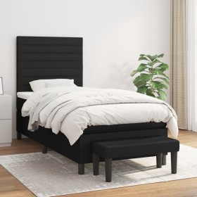 Box spring bed with black fabric mattress 90x200 cm by , Beds and slatted bases - Ref: Foro24-3136647, Price: 360,99 €, Disco...