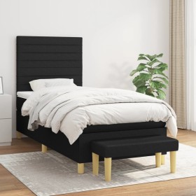 Cama box spring con colchón tela negro 100x200 cm de , Camas y somieres - Ref: Foro24-3137215, Precio: 377,69 €, Descuento: %