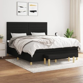 Cama box spring con colchón tela negro 180x200 cm de , Camas y somieres - Ref: Foro24-3137255, Precio: 654,99 €, Descuento: %