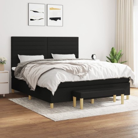 Cama box spring con colchón tela negro 180x200 cm de , Camas y somieres - Ref: Foro24-3137255, Precio: 632,72 €, Descuento: %