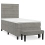 Cama box spring con colchón terciopelo gris claro 90x190 cm de , Camas y somieres - Ref: Foro24-3137875, Precio: 379,40 €, De...