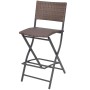 Folding garden table and chairs 3 pcs steel poly rattan brown by vidaXL, Garden sets - Ref: Foro24-42871, Price: 155,62 €, Di...