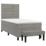 Boxspringbett mit hellgrauer Samtmatratze 90x190 cm von , Betten und Lattenroste - Ref: Foro24-3137875, Preis: 378,95 €, Raba...