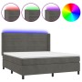 Cama box spring colchón y LED terciopelo gris oscuro 180x200 cm de , Camas y somieres - Ref: Foro24-3139638, Precio: 626,16 €...